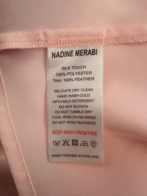 Nadine Merabi Pink Pyjama Shirt Jacket with Feather Details Size M (UK 12)
