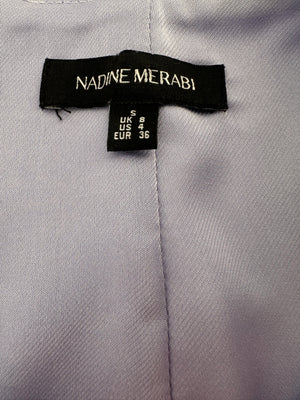 Nadine Merabi Blue Mia Mini Skirt with Feather Trim Size Small (UK 8)