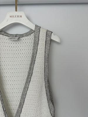 Chanel White Long Line Button Down Vest with Pocket Detail FR 38 (UK 10)