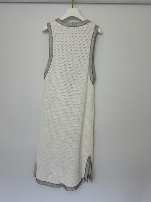 Chanel White Long Line Button Down Vest with Pocket Detail FR 38 (UK 10)