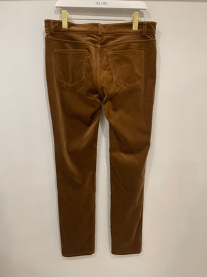 Loro Piana Teddy Brown Velvet Straight Leg Trousers Size IT 46 (UK 14) RRP £1,250