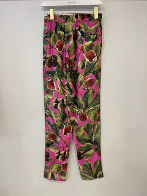 *HOT* Dolce 
Gabbana Pink Fig Printed Silk Trousers and Shirt Set Size IT 36/38 (UK 4/6) RRP £2,650