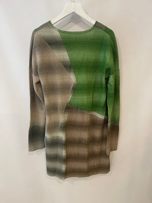 Missoni Grey and Green Metallic Knitted Long-Sleeve Dress Size IT 40 (UK 8)