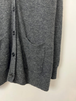 Acne Studios Grey Long Sleeve Fine Knit Button Down Cardigan with Pockets Size M (UK 10)