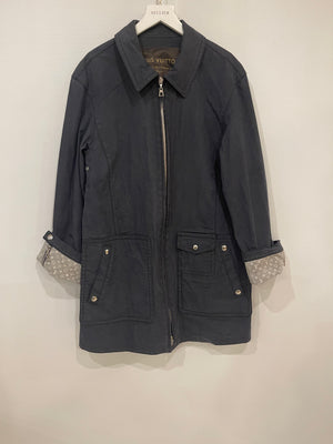 Louis Vuitton Navy and Grey Monogram Rain Coat with Pocket Details Size FR 40 (UK 12)