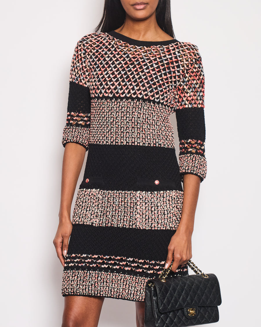 Chanel Tweed Multi-Colour Open-Knit Dress with Front Pocket Detailing FR 34 (UK 6)