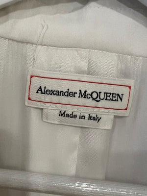 Alexander McQueen White Tailored Blazer with Peplum Hem Size IT 44 (UK 12)