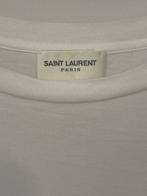 Saint Laurent White Cropped Short-Sleeve T-Shirt with Logo Detail Size S (UK 8)