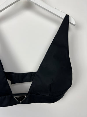 Prada Black Re-Nylon Bralette Top with Logo Size IT 40 (UK 8) RRP £590