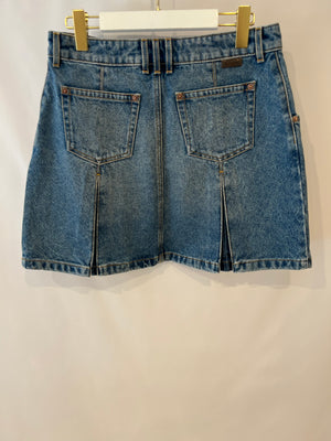 Balmain Blue Pleated Mini Denim Skirt Size FR 42 (UK 14) RRP £800