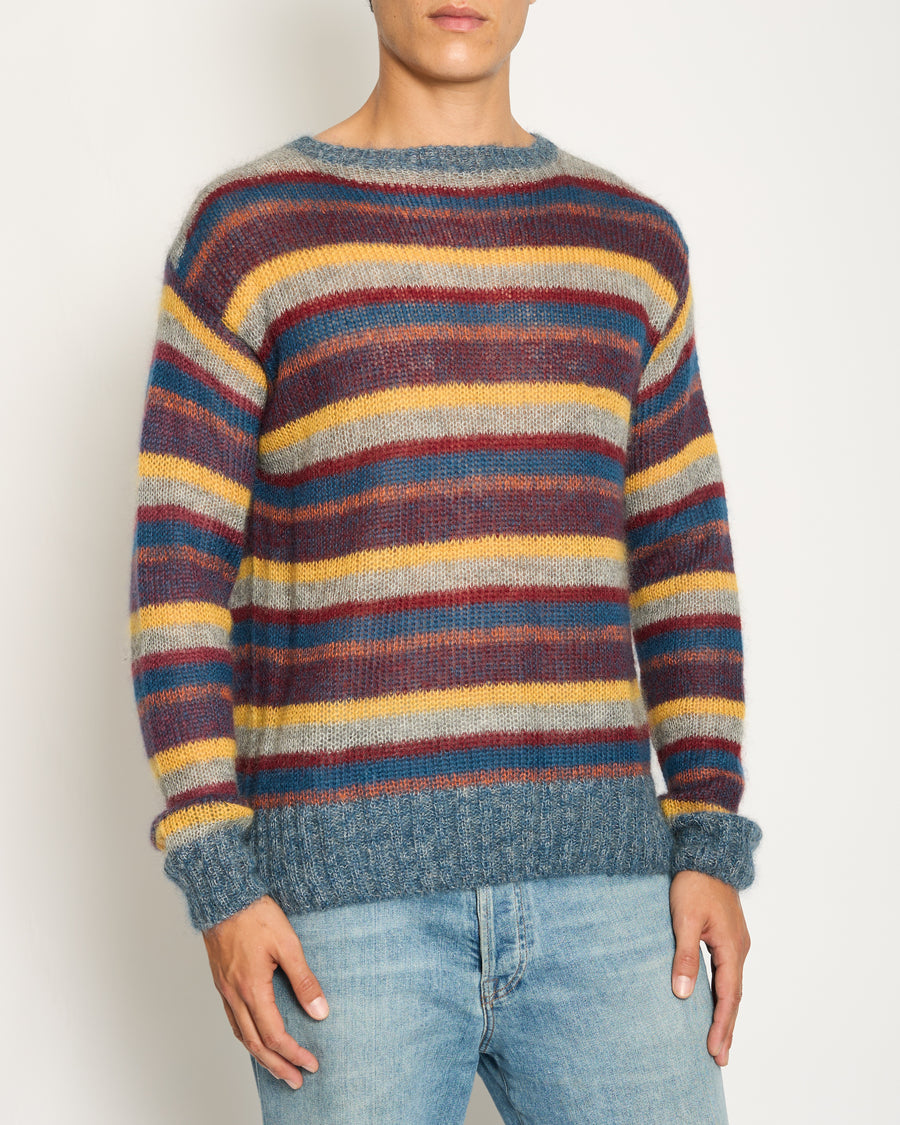 Prada Grey Striped Mohair Jumper Cable Knit Jumper IT 52 (UK XL)