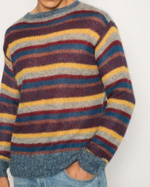 Prada Grey Striped Mohair Jumper Cable Knit Jumper IT 52 (UK XL)