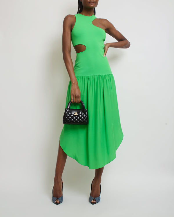 Stella McCartney Green Sleeveless Silk Cut Out Maxi Dress Size IT 42 (UK 10)