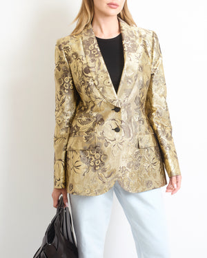 Dolce 
Gabbana Metallic Gold Floral Brocade Blazer Jacket Size IT 46 (UK 14)