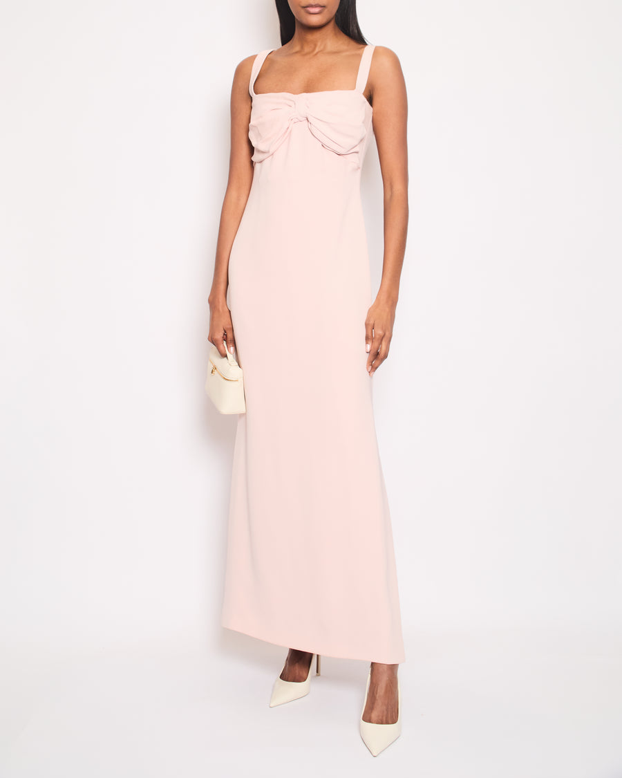 Valentino Pale Pink Maxi Dress with Bow Corset Detailing Size IT 42 (UK 10)