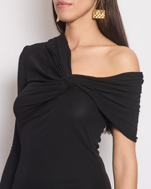 Saint Laurent Draped Asymmetric Mini Dress with Twist Front Detail Size FR 36 (UK 8) RRP £2900