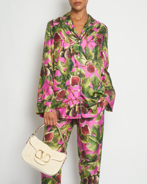 *HOT* Dolce 
Gabbana Pink Fig Printed Silk Trousers and Shirt Set Size IT 36/38 (UK 4/6) RRP £2,650