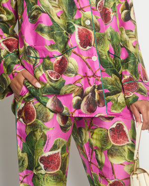 *HOT* Dolce 
Gabbana Pink Fig Printed Silk Trousers and Shirt Set Size IT 36/38 (UK 4/6) RRP £2,650