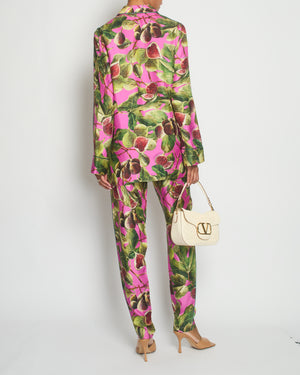 *HOT* Dolce 
Gabbana Pink Fig Printed Silk Trousers and Shirt Set Size IT 36/38 (UK 4/6) RRP £2,650