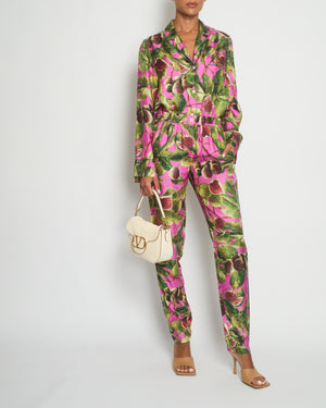 *HOT* Dolce 
Gabbana Pink Fig Printed Silk Trousers and Shirt Set Size IT 36/38 (UK 4/6) RRP £2,650