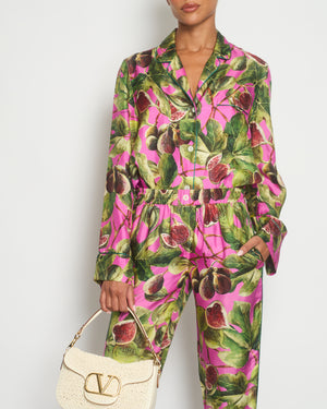 *HOT* Dolce 
Gabbana Pink Fig Printed Silk Trousers and Shirt Set Size IT 36/38 (UK 4/6) RRP £2,650