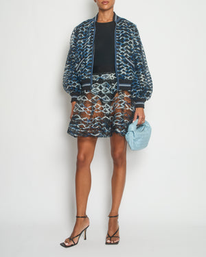 Chanel 18S Black, White and Blue Fishnet Mini Skirt and Jacket Set Size FR 34 (UK 6) RRP £6,850