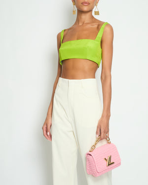 Valentino Lime Green Cropped Satin Sleeveless Top IT 42 (UK 10)