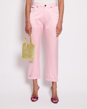 Tom Ford Pink Satin Trouser with Logo Size S (UK 6)