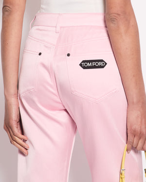 Tom Ford Pink Satin Trouser with Logo Size S (UK 6)