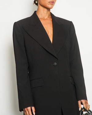 Dolce 
Gabbana Black Wool Blazer with Leopard Print Lining Detail IT 50 (UK 18)