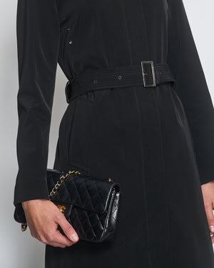 Burberry Black Classic Trench Coat with Belt Detail Size UK 8