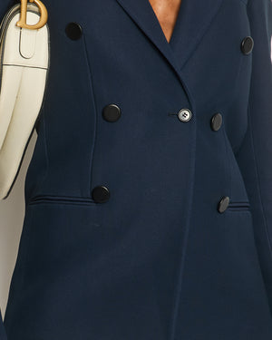 Celine Navy Double-Breasted Blazer with Lapel Detail Size FR 36 (UK 8)