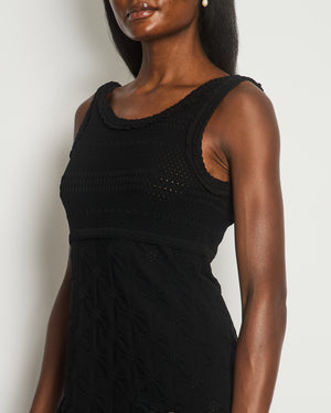 Chanel Black Sleeveless Mini Dress with Cut-Out and Pockets with CC Buttons Detail Size FR 40 (UK 12)