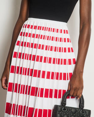 Fendi Black Red, White Block Colour Knitted Midi Dress With Pleats IT 42 (UK 10)