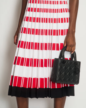 Fendi Black Red, White Block Colour Knitted Midi Dress With Pleats IT 42 (UK 10)