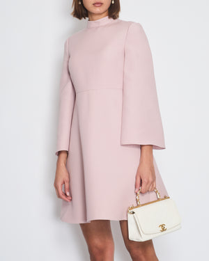 Valentino Pink Bell Sleeve Mid Neck Midi Dress Size IT 38 (UK 6)