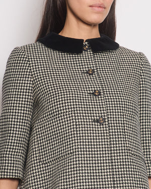 Gucci Black and White Cropped Houndstooth Jacket with Anchor Button Details Size IT 40 (UK 8)