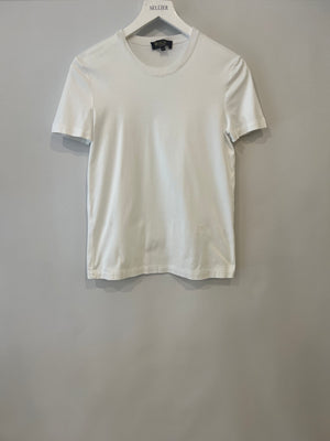 Loro Piana White T-Shirt with Logo Embroidery Detail Size IT 40 (UK 8) RRP £400