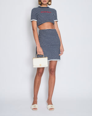 *HOT* Miu Miu Blue 
White Striped Cropped Top and Skirt Set Size IT 38 (UK 6)