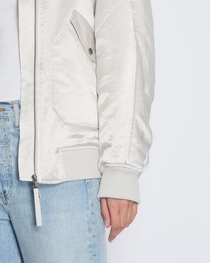 Max Mara Leisure Silver Satin Bomber Jacket  IT 40 (UK 8)