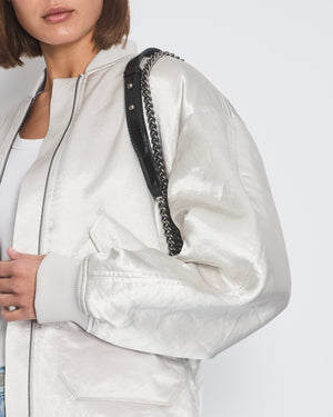 Max Mara Leisure Silver Satin Bomber Jacket  IT 40 (UK 8)