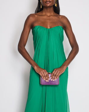 Alexander Mcqueen Green Silk Bandeau Pleated Maxi Dress Size IT 42 (UK 10)