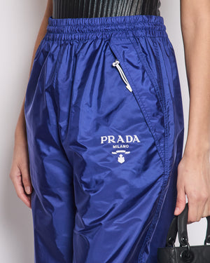 Prada Blue Re-Nylon Track Pants with Stitched Logo Detail Size IT 38 (UK 6)