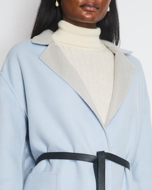 Loro Piana Grey/Blue Reversible Baby Cashmere Jimi Jacket with Leather Belt Size L (UK 12) RRP £5,055