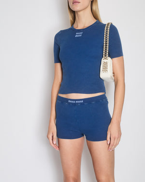 *HOT* Miu Miu Blue Top 
Short Set with Logo Detail Size IT 38-40 (UK 6-8)