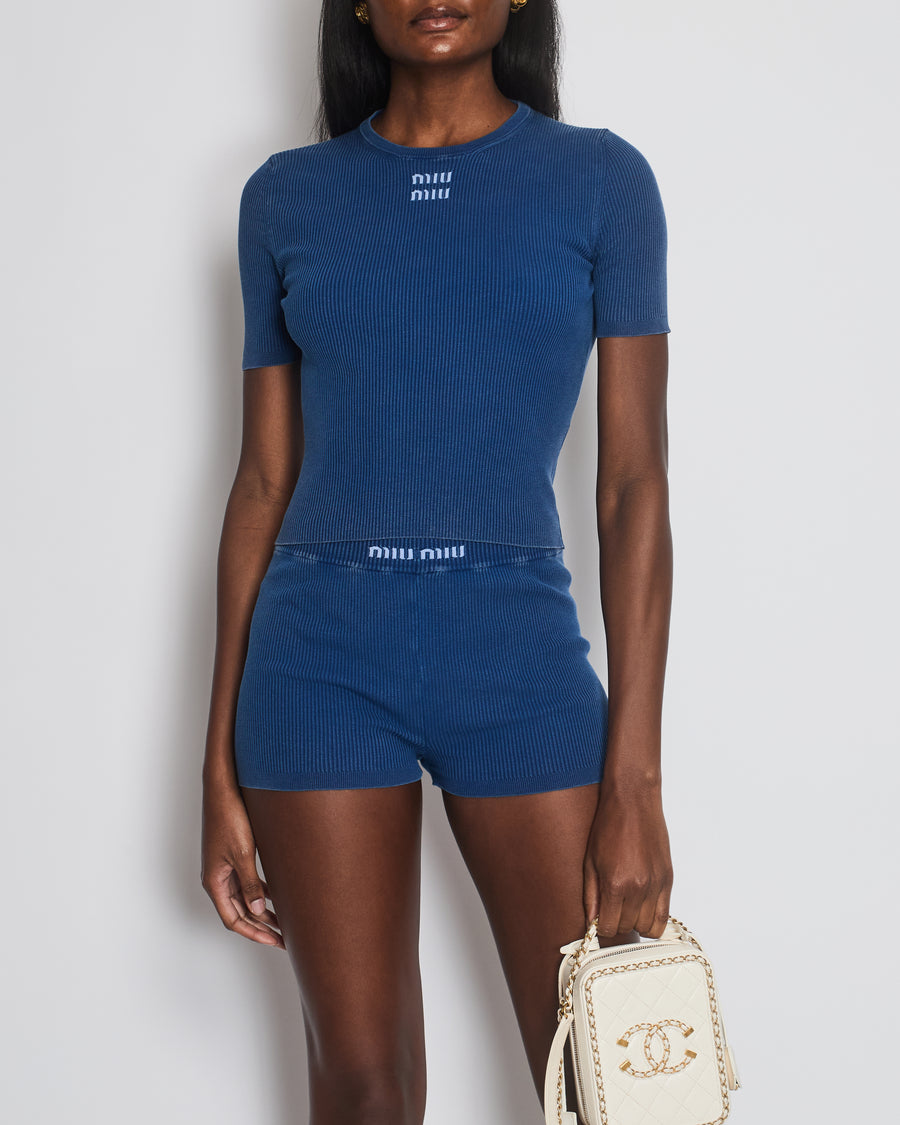 *HOT* Miu Miu Blue Top 
Short Set with Logo Detail Size IT 38-40 (UK 6-8)