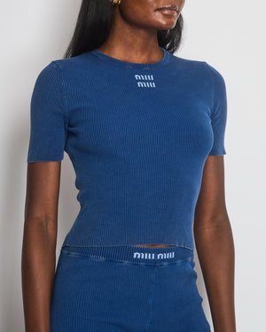 *HOT* Miu Miu Blue Top 
Short Set with Logo Detail Size IT 38-40 (UK 6-8)