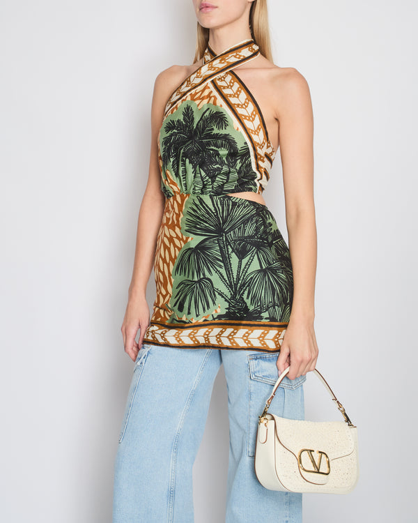 Johanna Ortiz Jungle Print Halter Neck Top with Back Tie Detail Size US 2 (UK 6)