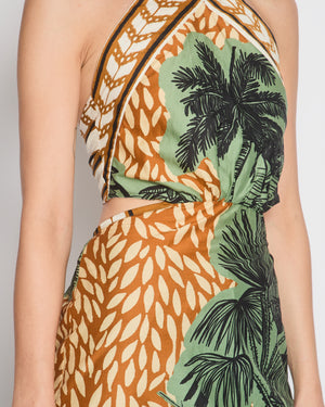 Johanna Ortiz Jungle Print Halter Neck Top with Back Tie Detail Size US 2 (UK 6)