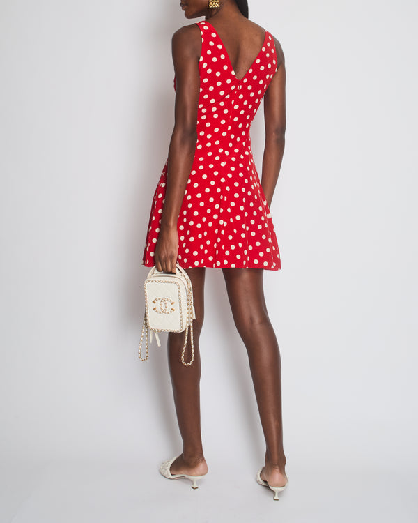 Saint Laurent Red Polkadot Sleeveless Mini Dress Size FR 36 (UK 8)